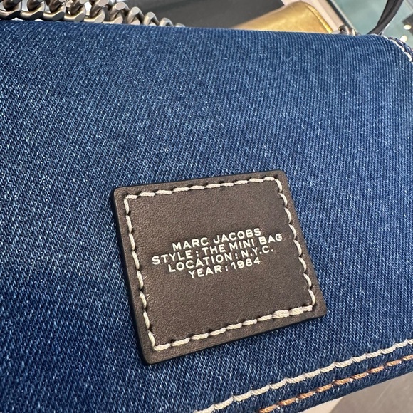 NWT! NEW! Marc Jacobs The Denim Chain Mini Bag -Dark Wash - Picture 3 of 14
